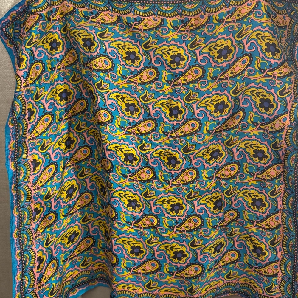Sally Gee Blue and Yellow Paisley Scarf
